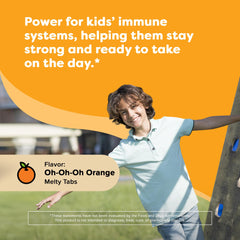 Renzo's Invincible Vitamin C kids melty tabs melting in hand for easy dosing