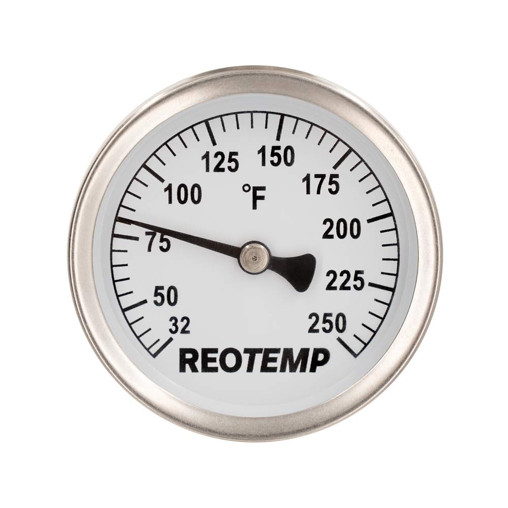 REOTEMP S2-F1 pipe clamp thermometer dial shows approximate pipe surface temperature.