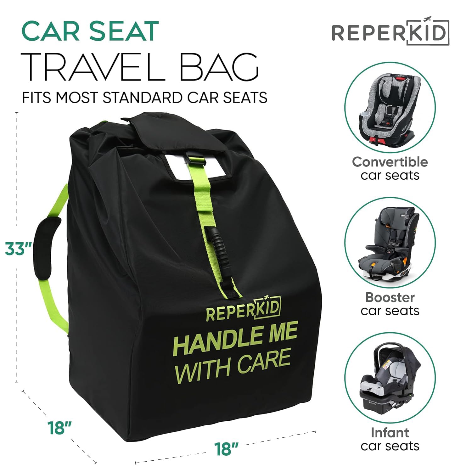 reperkid car seat travel bag with drawstrings showing secure closure