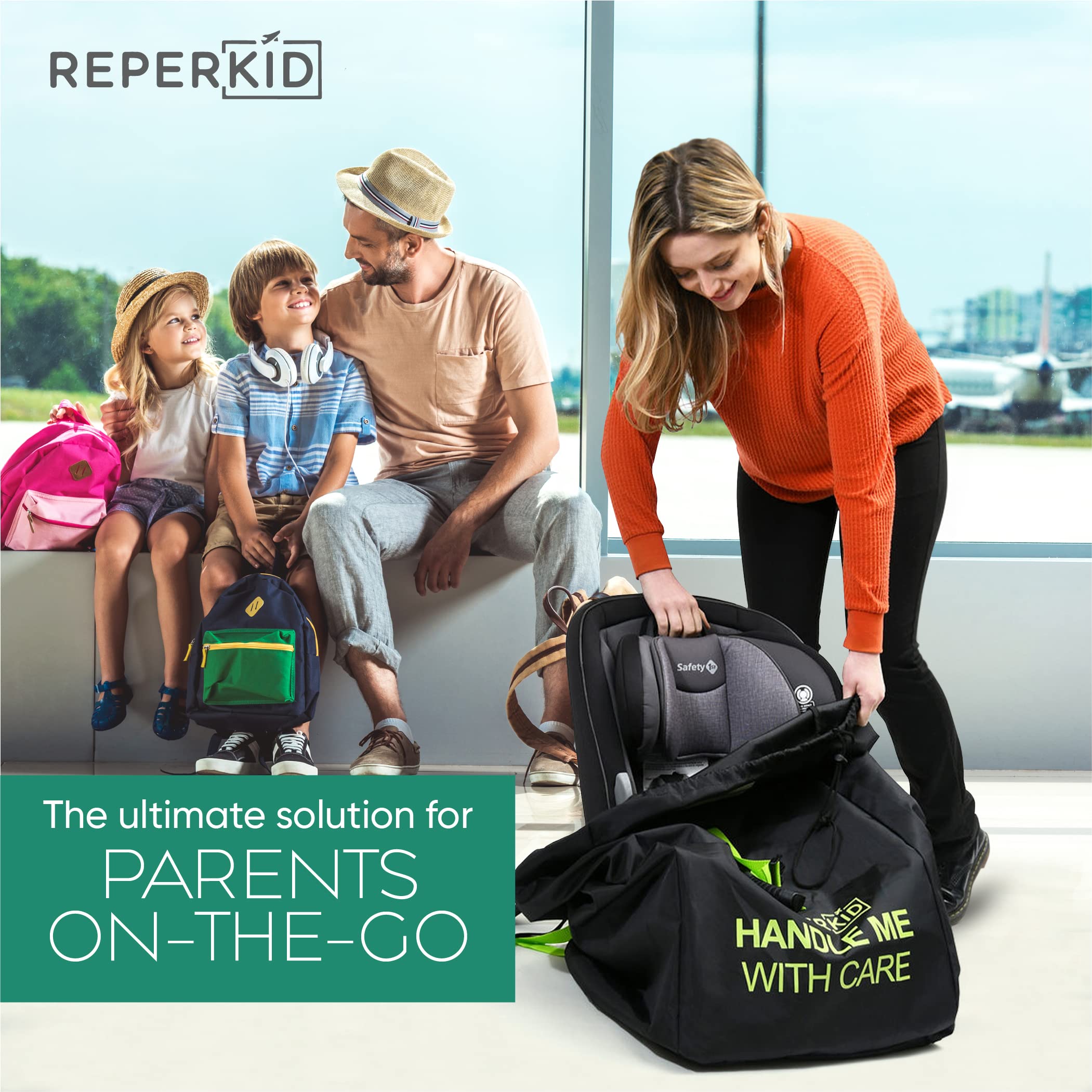 reperkid car seat travel bag with adjustable shoulder straps for easy carry