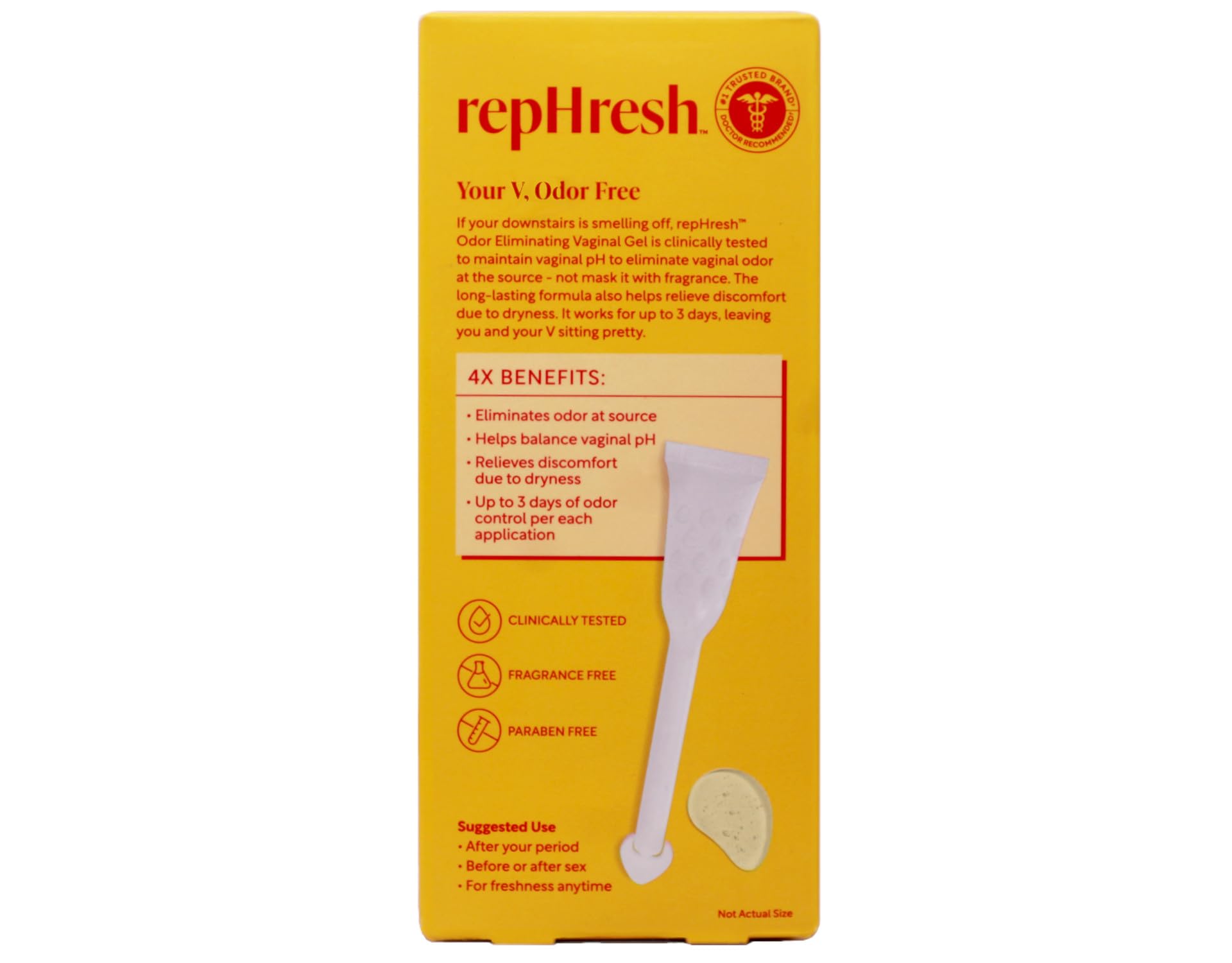 Rephresh gel applicator image displaying smooth, easy application.