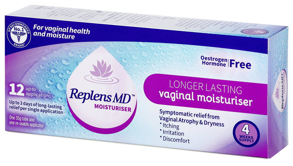 Replens MD application scene suggests quick, easy use a couple of times per week.