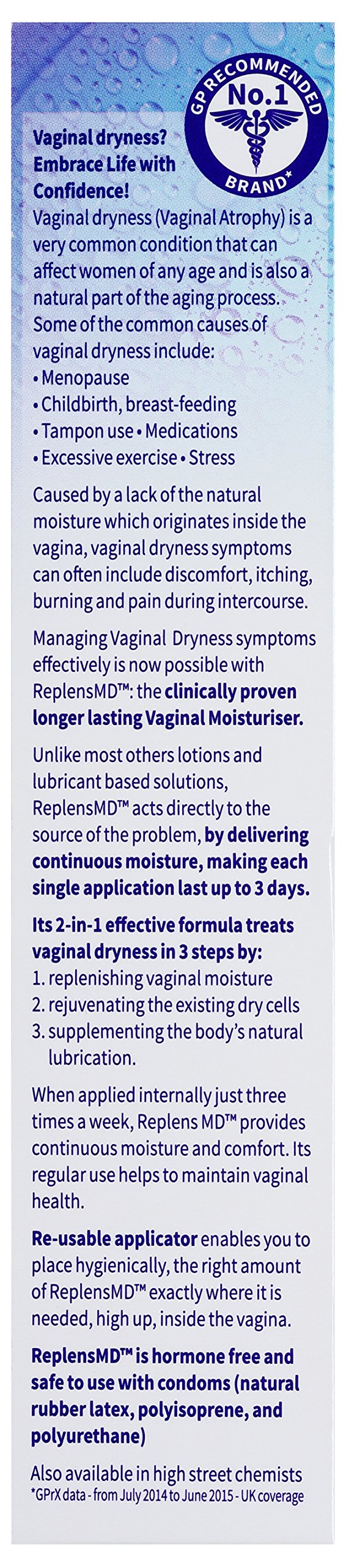 Replens MD test and compatibility symbol confirms safe use with common condom materials.