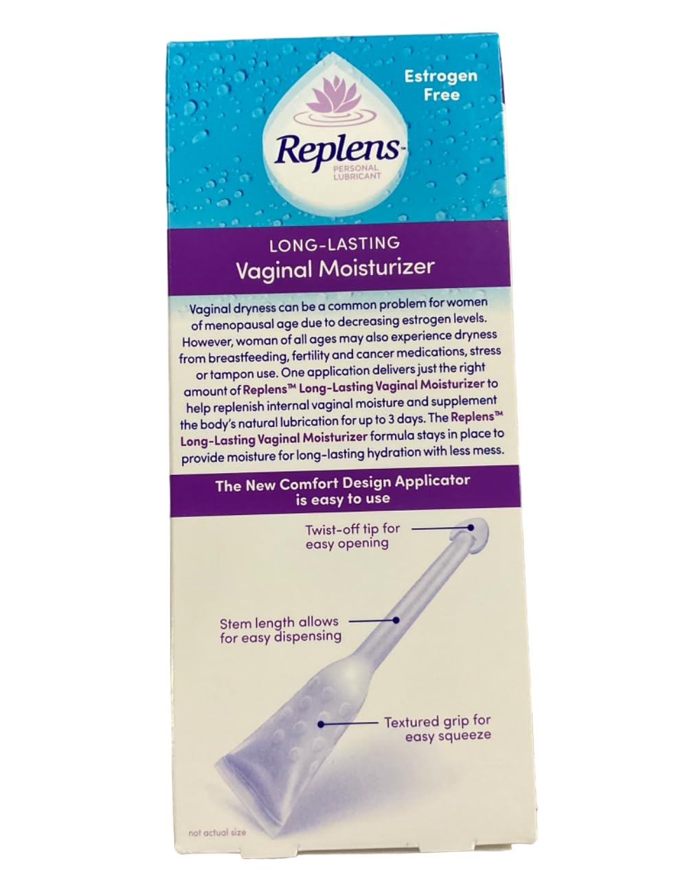 Close-up of Replens silky texture indicating smooth, fragrance-free moisture