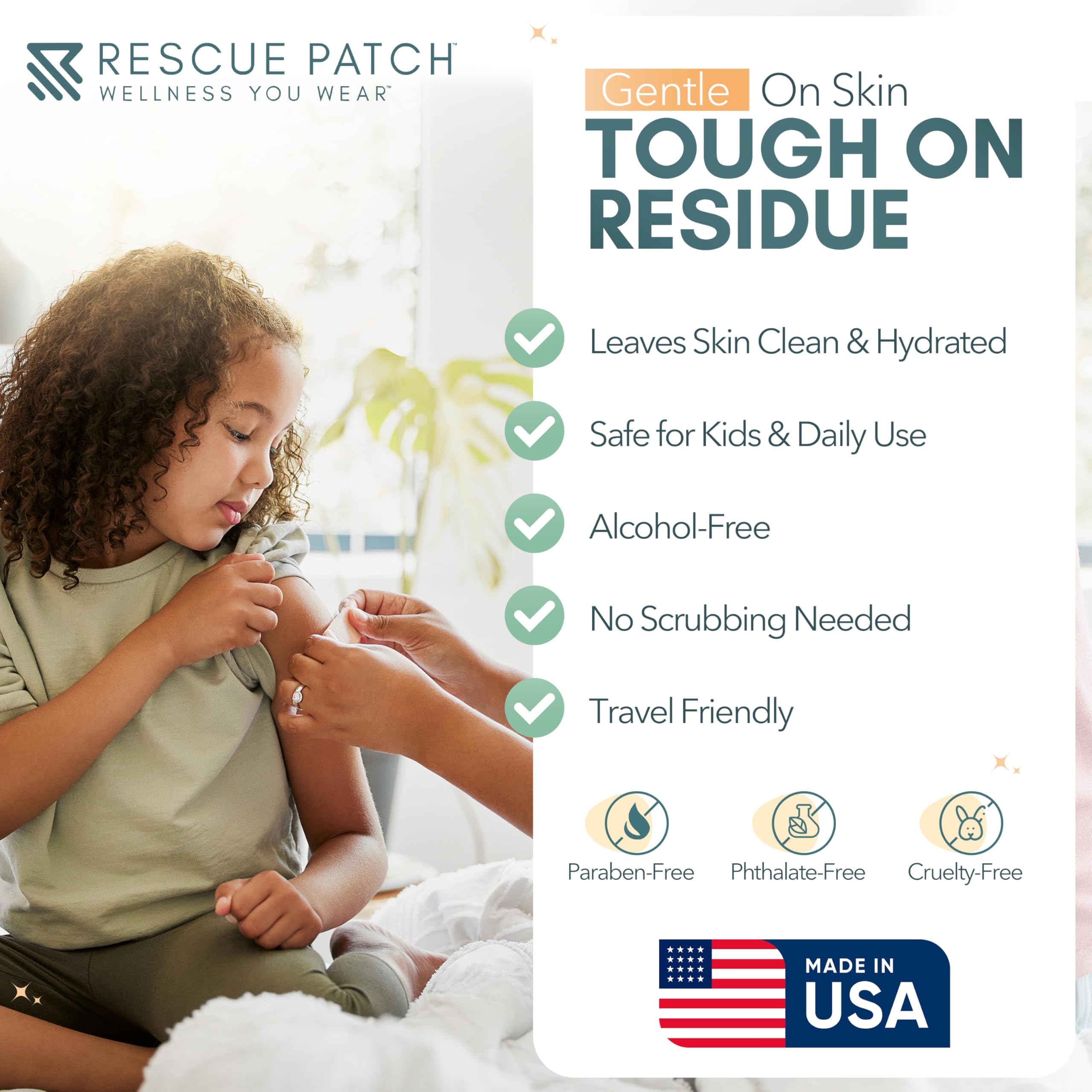 Rescue Patch bandage removal demo illustrates safe, efficient cleanup after dressing changes.