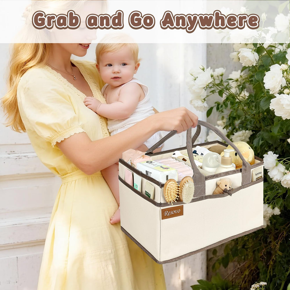 Resovo car caddy keeps diapering supplies organized during car trips.