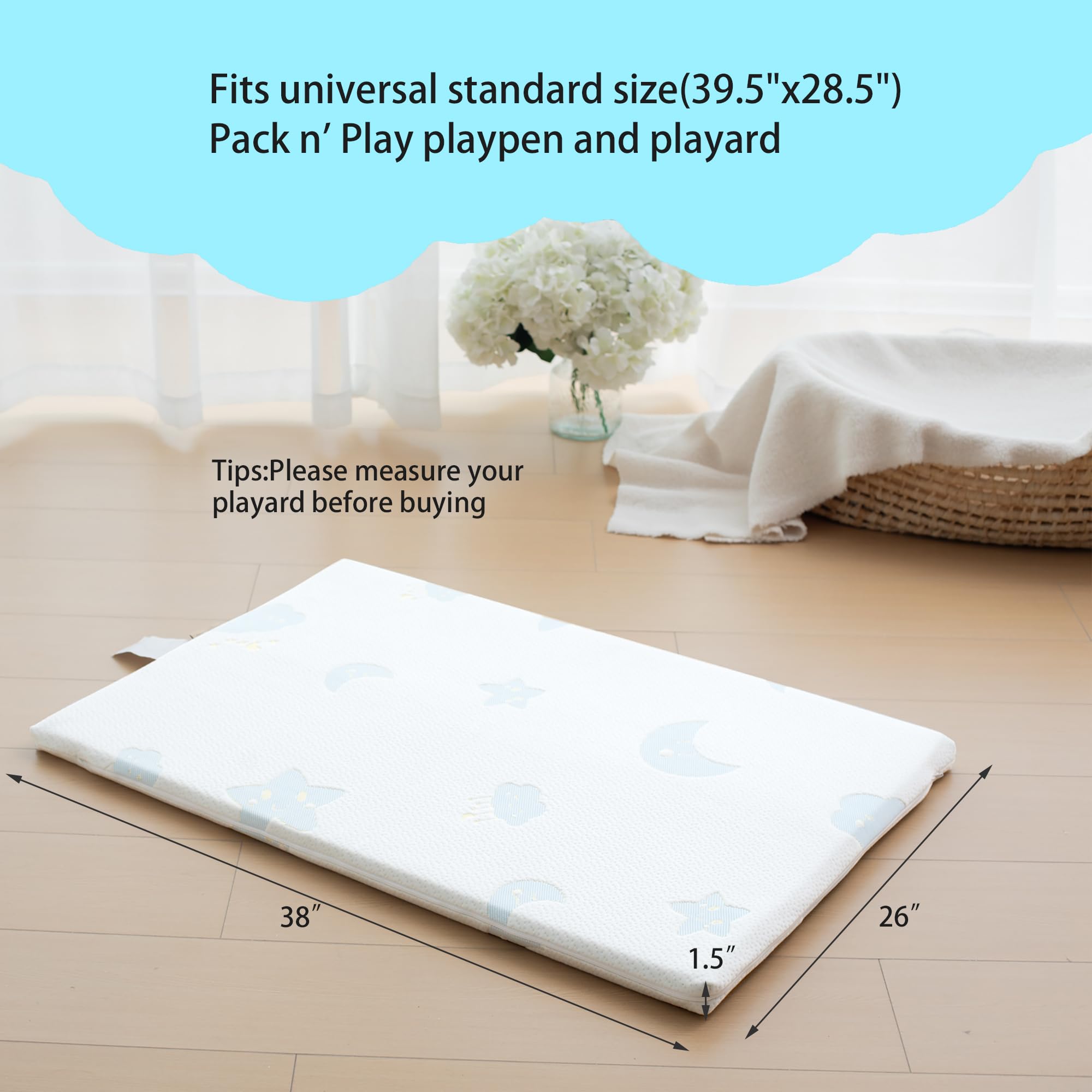 Fits most playards for seamless nap surface during on-the-go trips