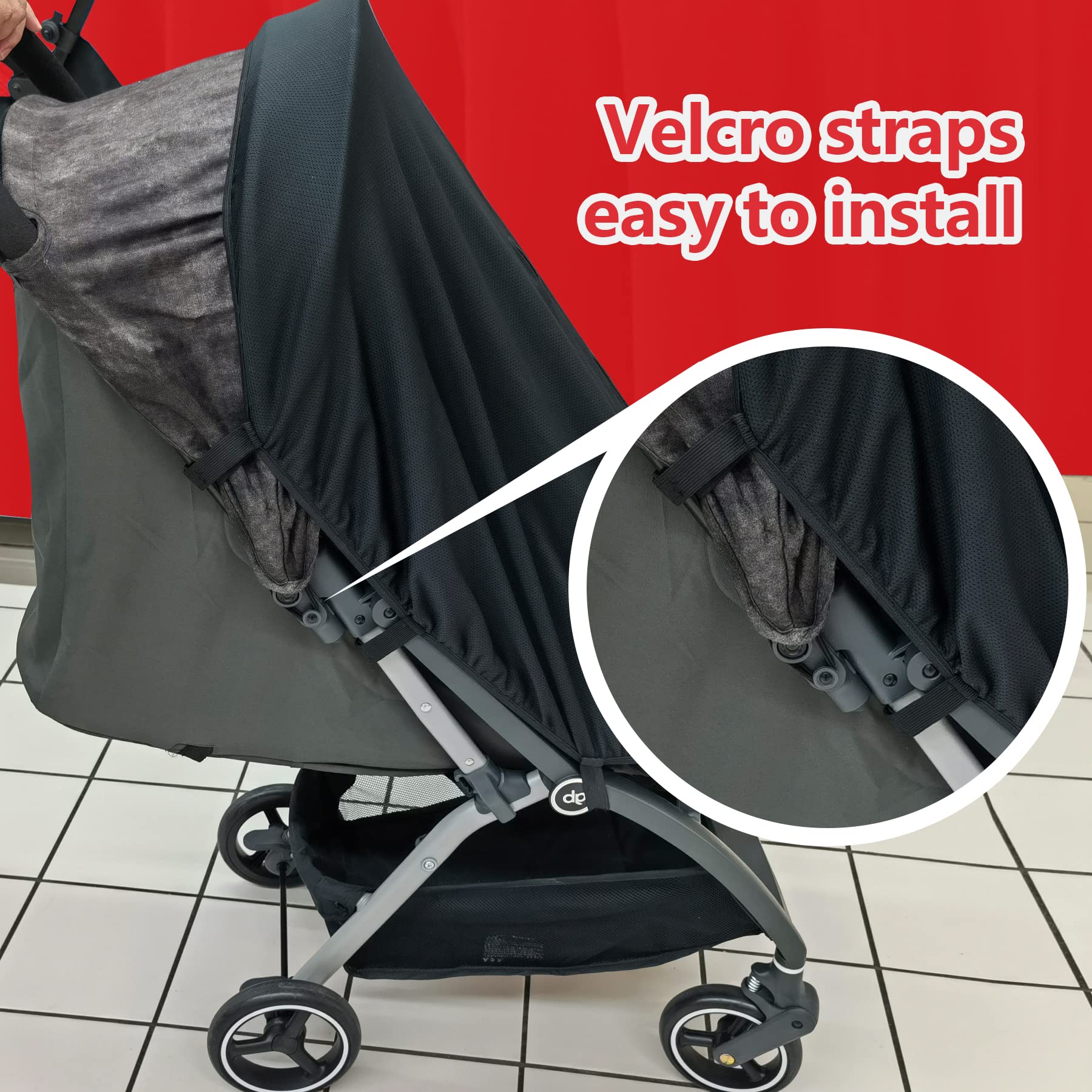 Universal fit covers most single buggies and strollers
