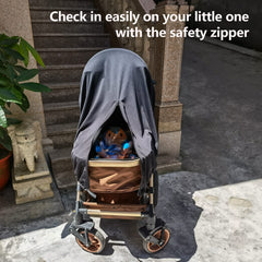 UPF50+ UV protection shields baby from sun exposure during outings