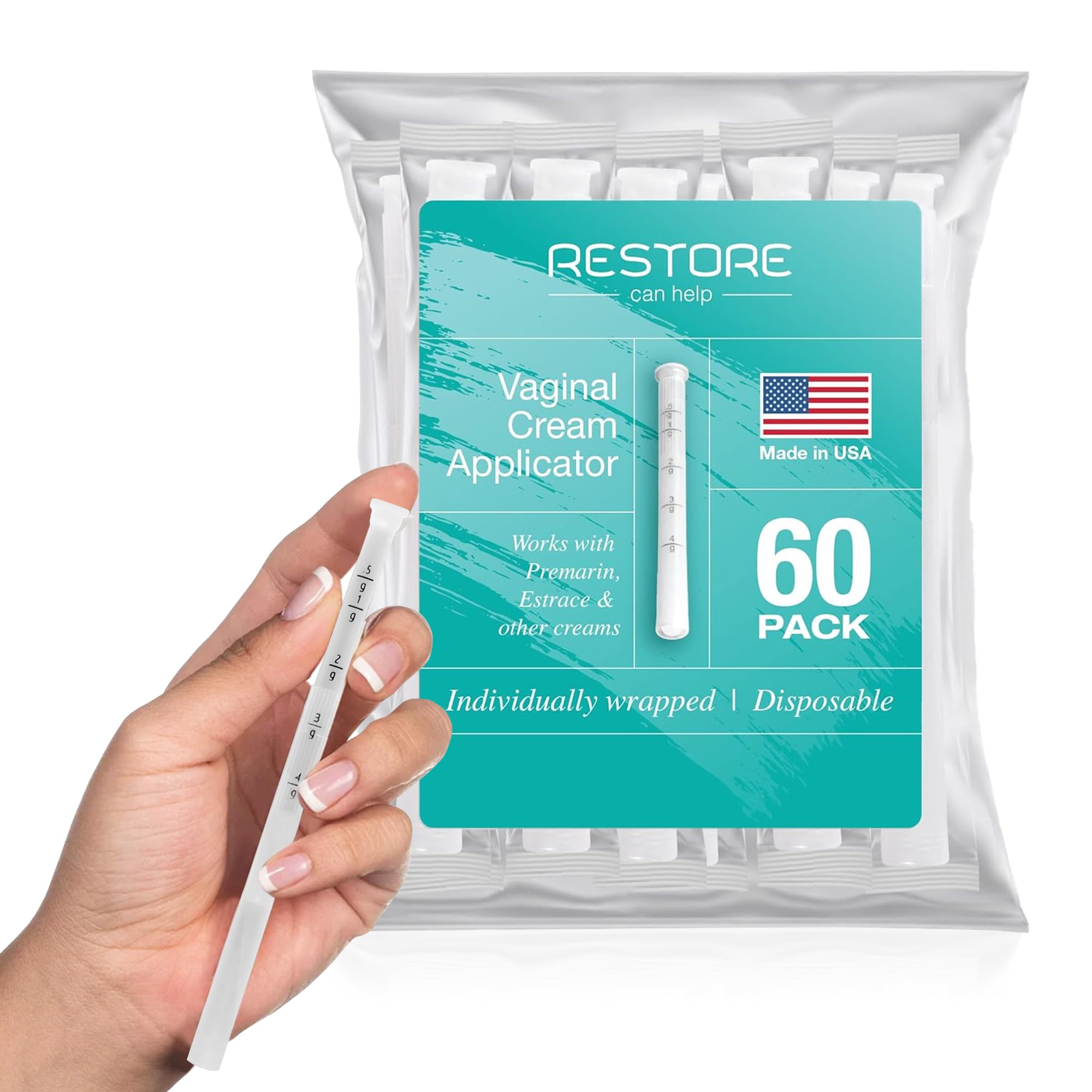 Restore Can Help BPA-free USA-made applicator in sealed packaging for hygiene.