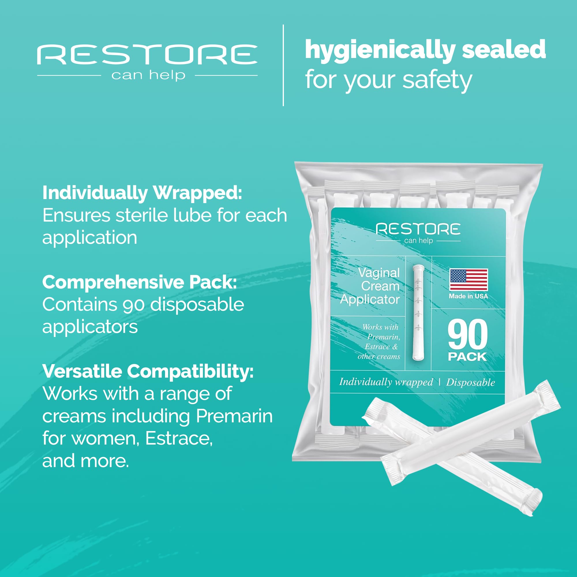 Close-up of Restore Can Help comfort-tip threaded applicator for smooth, comfortable application.