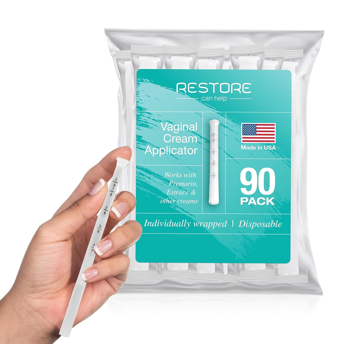 Restore Can Help vaginal applicator sealed for hygiene preserves purity and safety for sensitive use.
