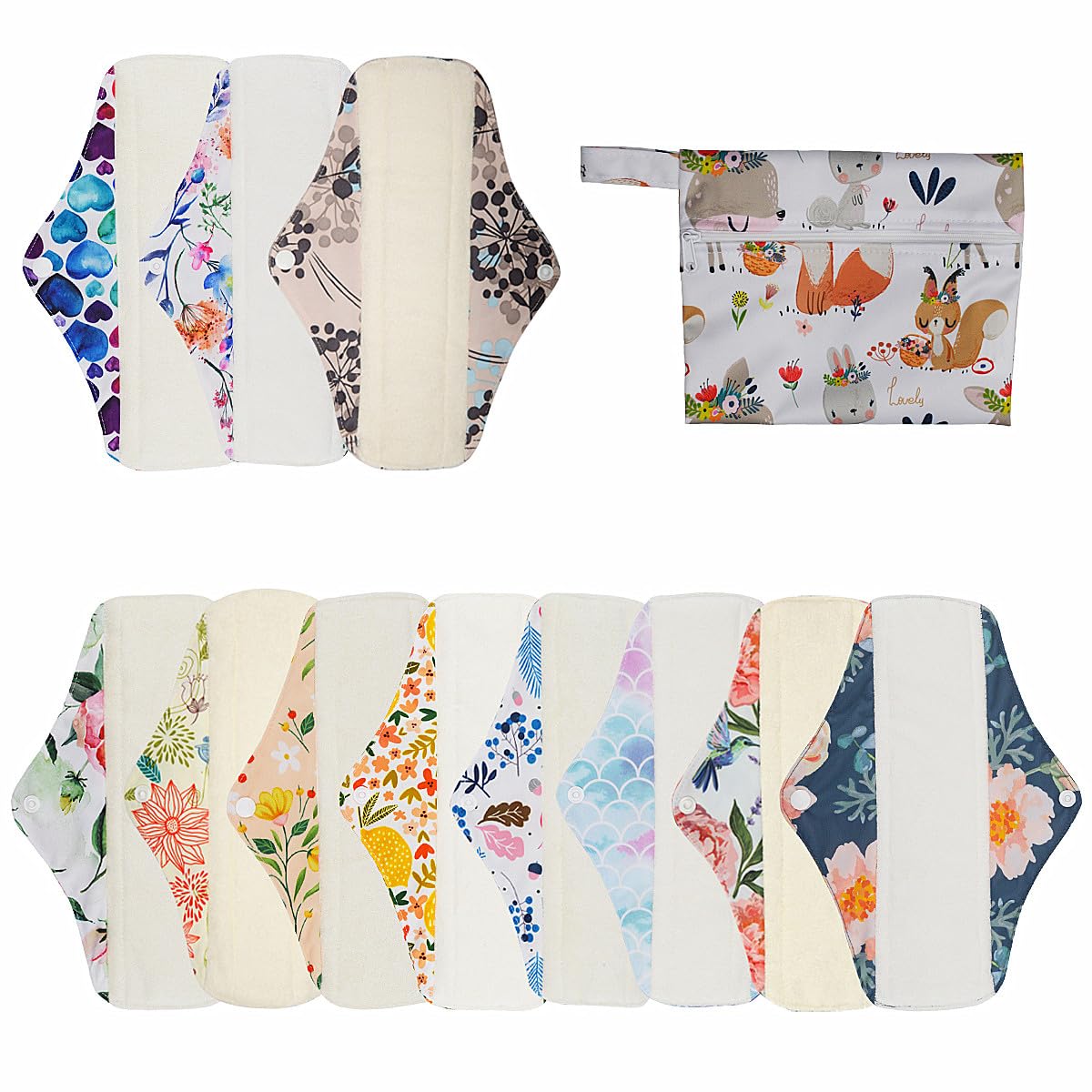 ReuseLife 12-piece cloth pads set for regular flow protection.