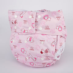 Elastic waistband with snaps adjusts from 27 to 39 inches.