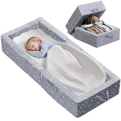 REAWUL portable folding toddler bed folded compact for travel and storage