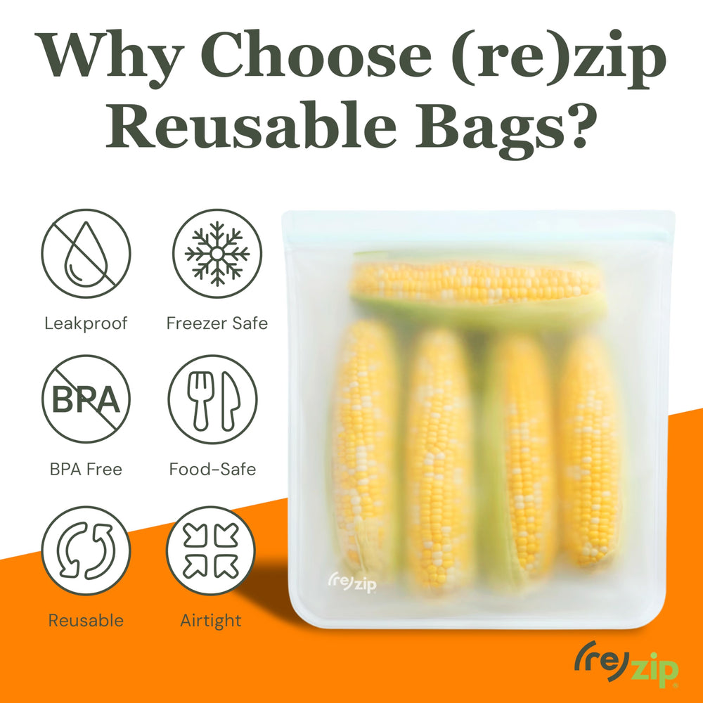 (re)zip four-pack gallon bags ready for bulk meats, soups, or berries.