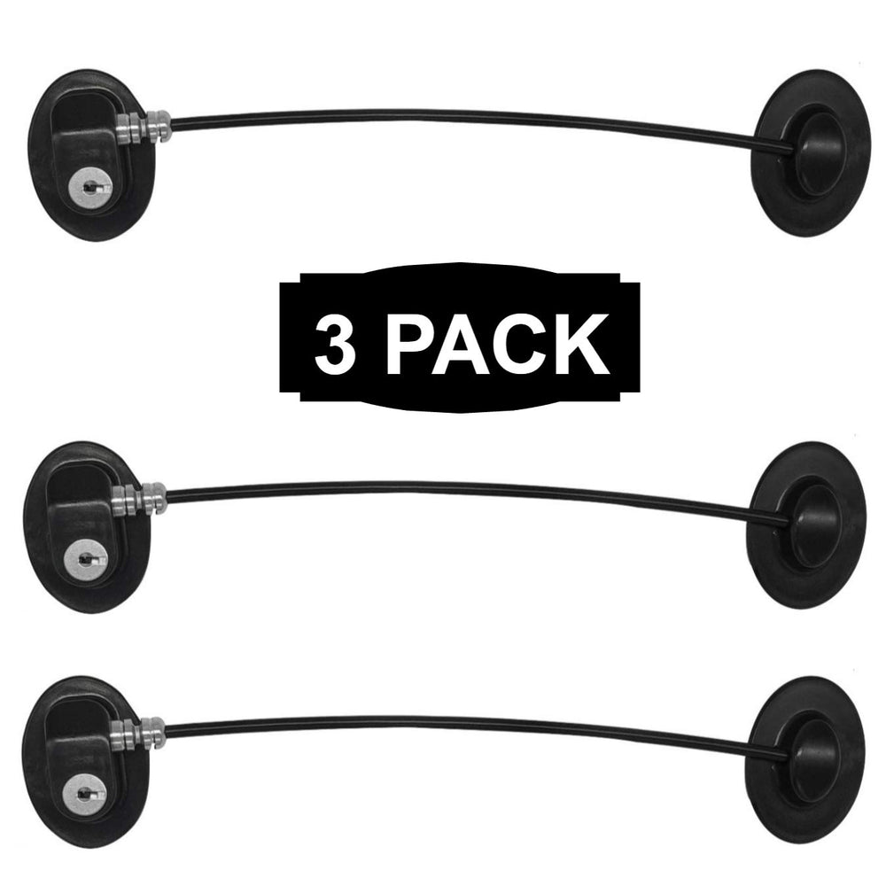 REZIPO 3-pack black fridge locks with keys for secure access.