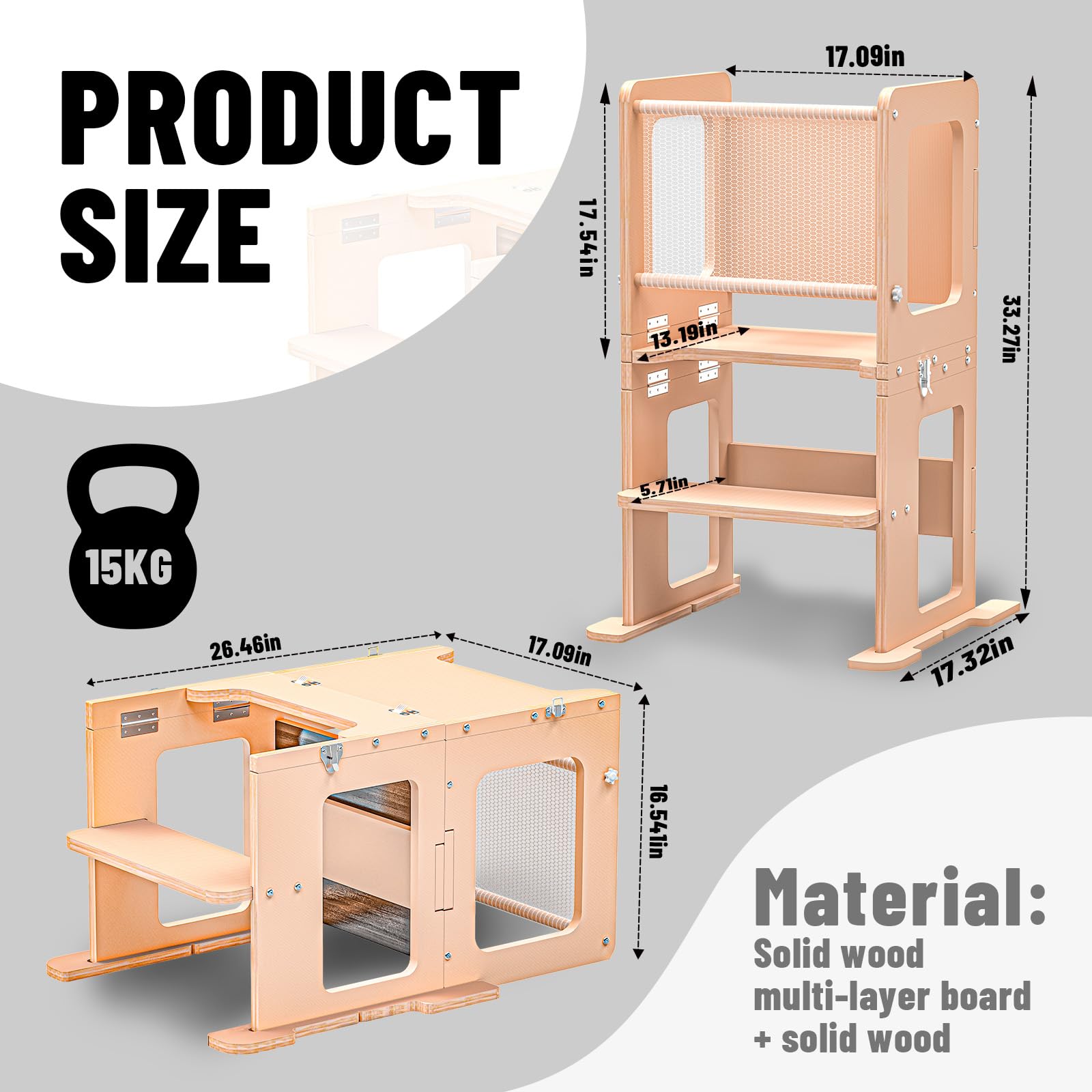 RGKQSY finished wooden tower is easy to wipe clean after messy play.