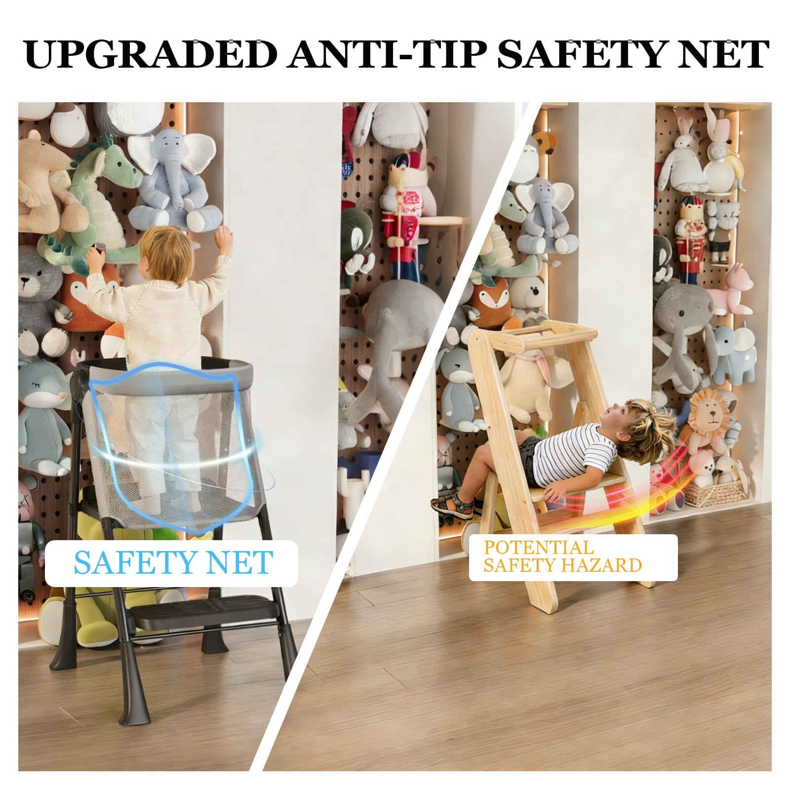 RGKQSY Toddler anti-slip foot pads prevent slips during busy tasks.