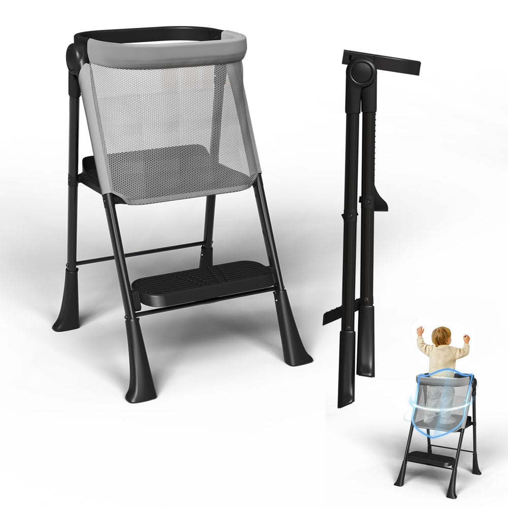 RGKQSY Toddler Standing Tower folded design, ideal for compact storage.
