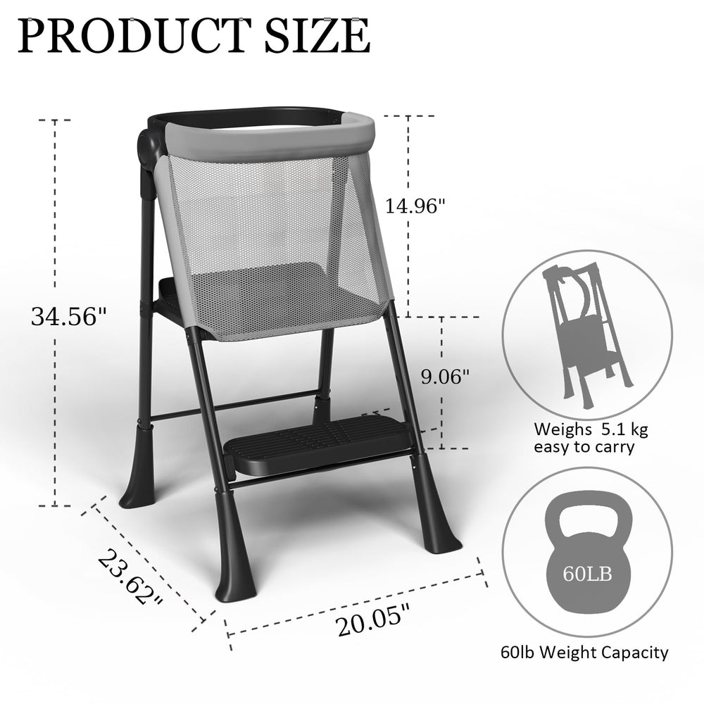 RGKQSY Toddler Standing Tower platform with 12.2-inch reach supports versatile postures.