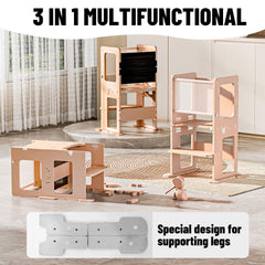 RGKQSY wooden kitchen tower shows sturdy construction and reliable safety rails.