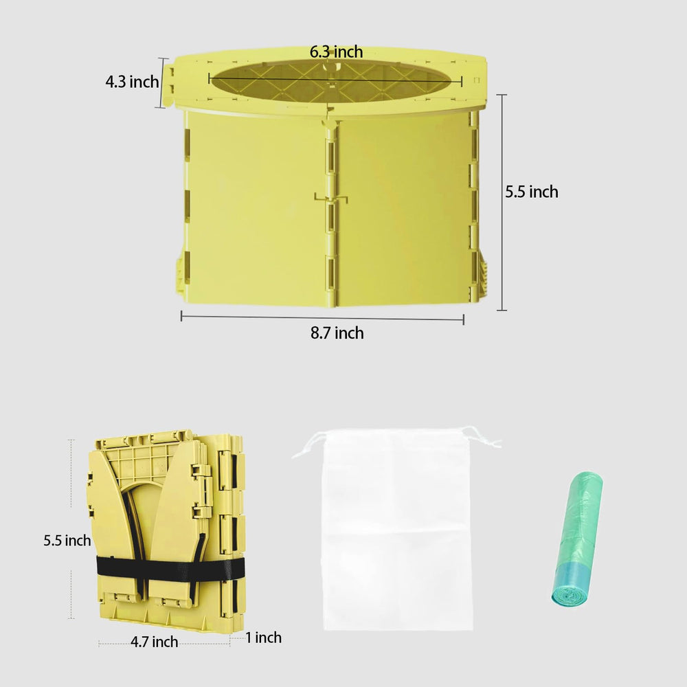 Rhastex portable potty seat in use outdoors during travel.