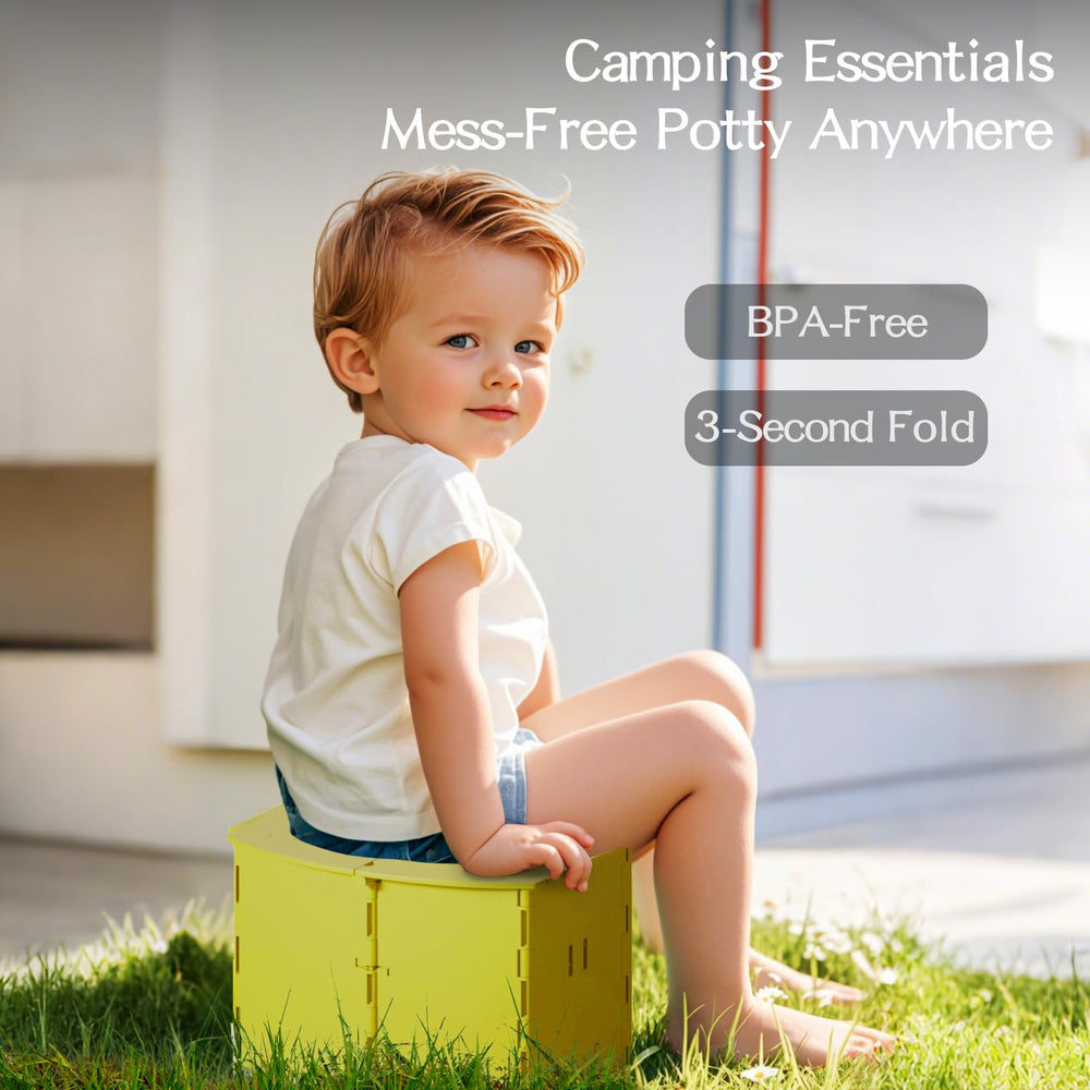 Rhastex portable potty seat open and ready for quick use.