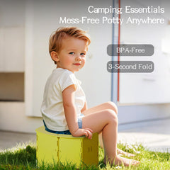 Rhastex portable potty seat open and ready for quick use.