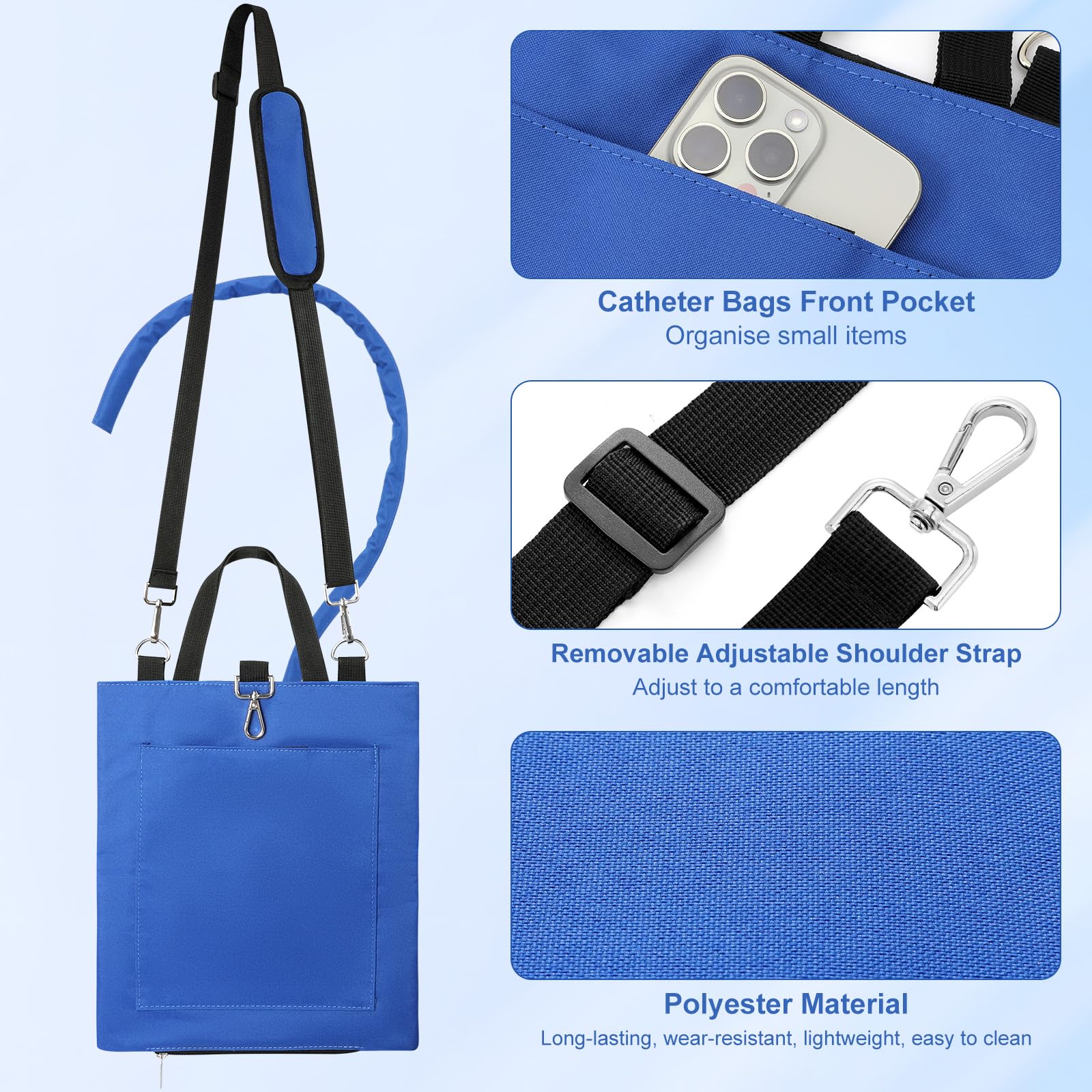 Rhino Valley catheter bag holder uses sturdy polyester for durability and easy cleaning.