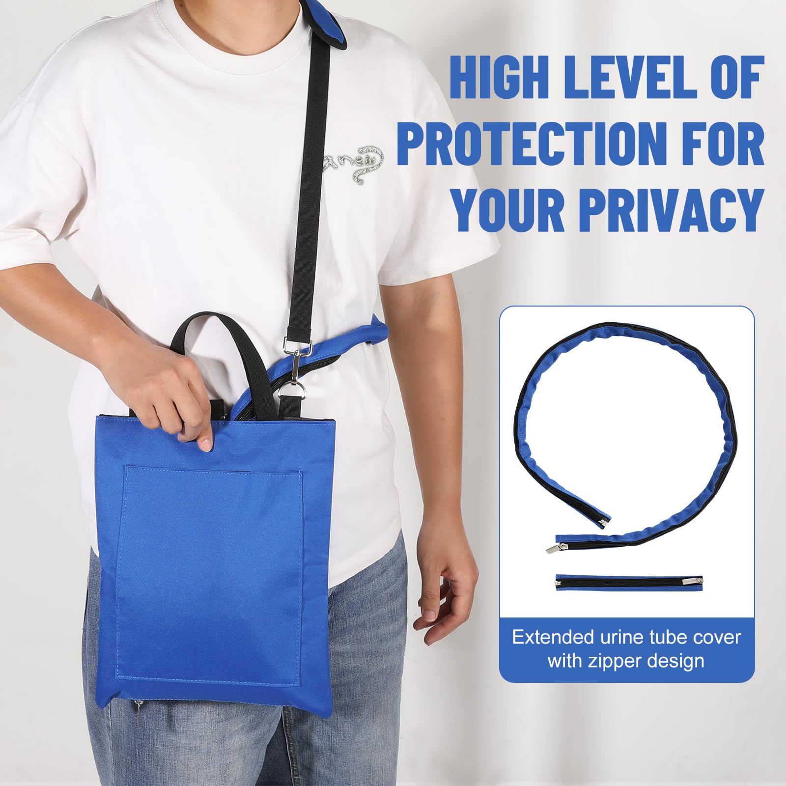 Rhino Valley catheter bag holder with 101 cm tube cover keeping tubes concealed and protected.