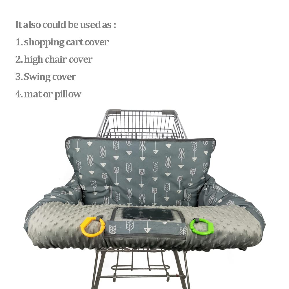 RHYDEER high chair cover in dotted minky adds soft padding for mealtime
