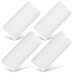 Riakrum white baby seat belt covers in a pack of four to prevent rubbing.