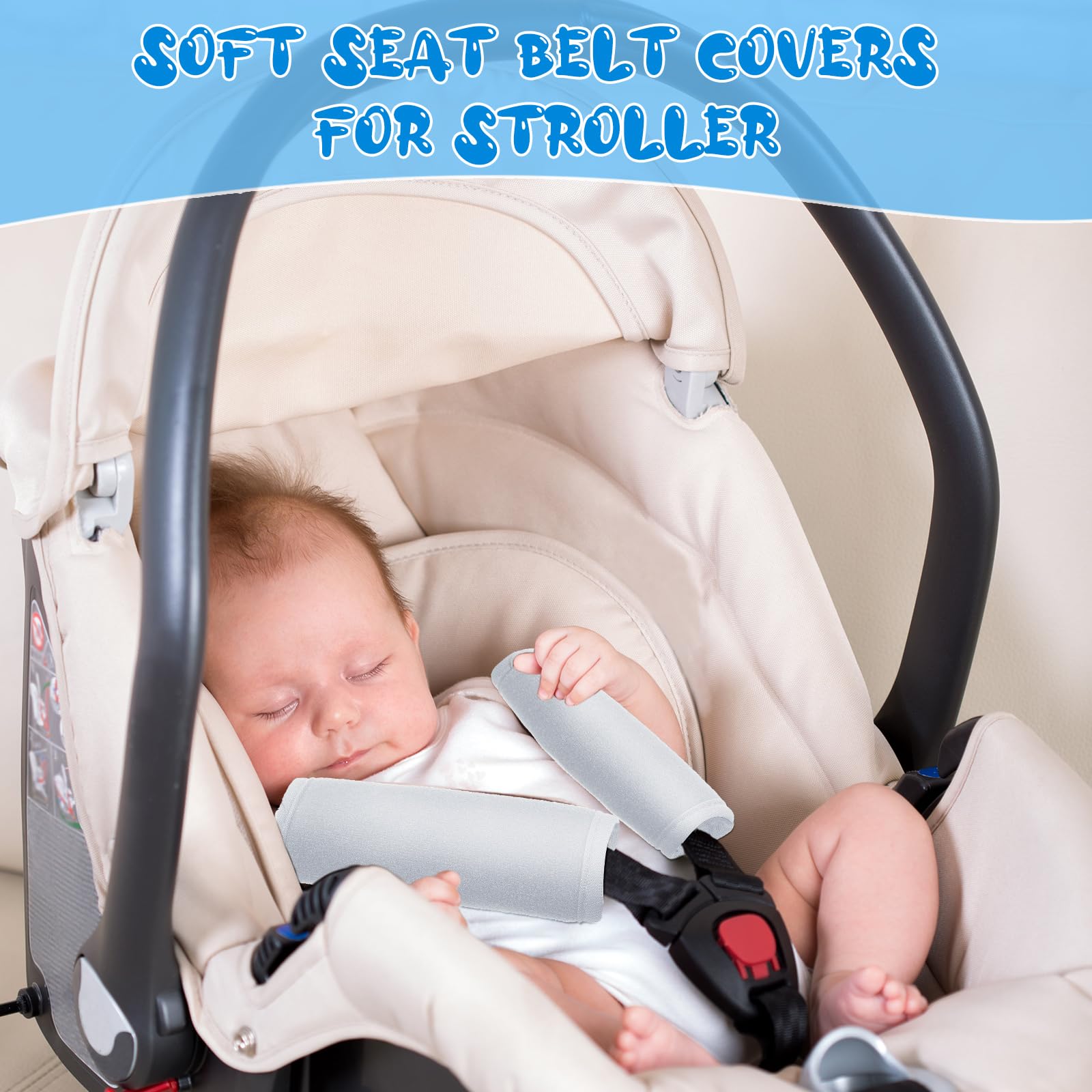 Riakrum machine-washable baby seat belt pads in white.