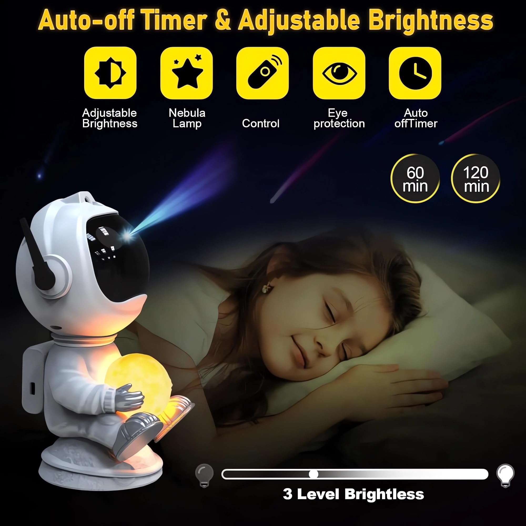 RicecdCAT Spaceman Galaxy Projector casts nebula clouds on ceiling for mood