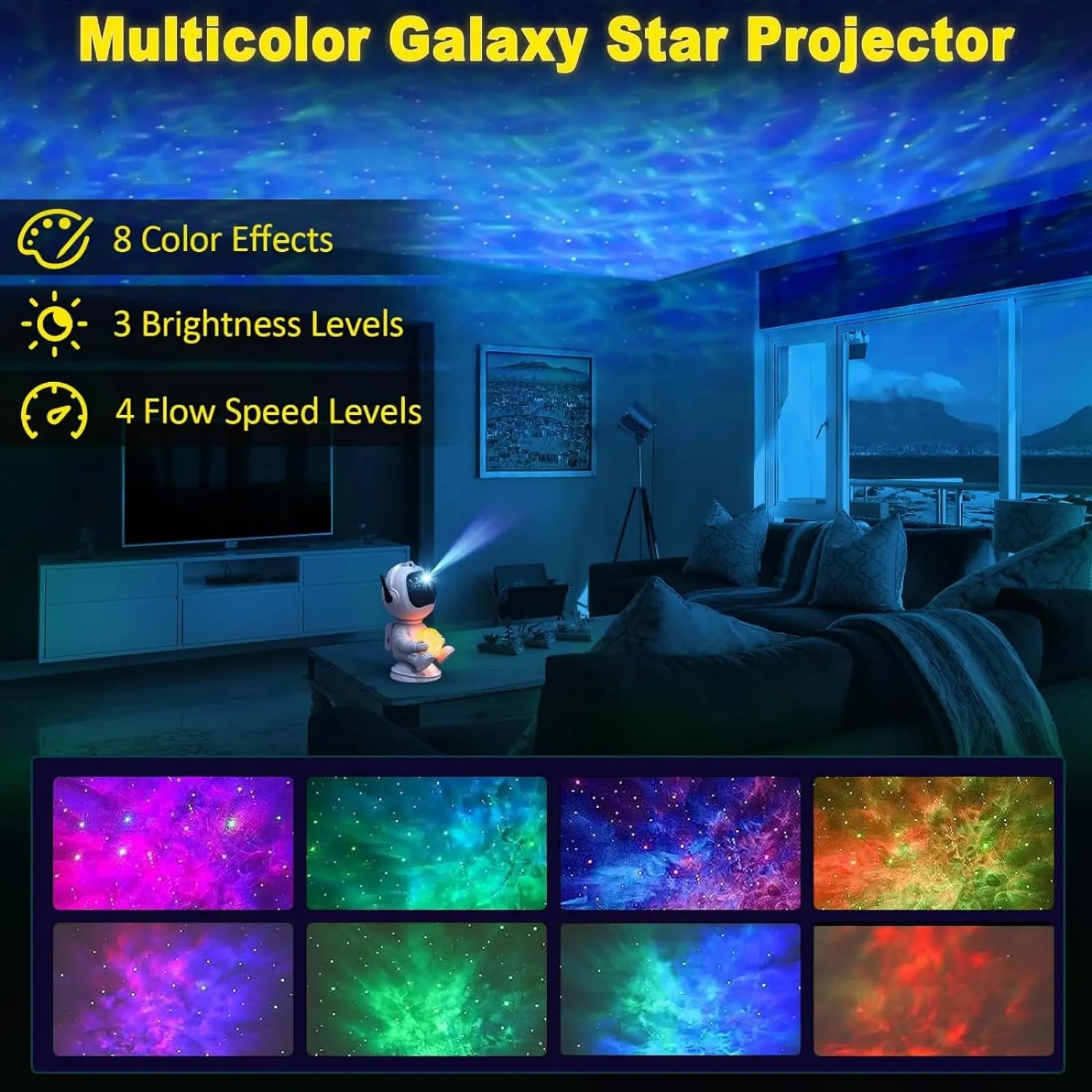 RicecdCAT Spaceman Galaxy Projector auto-off timer saves energy after use