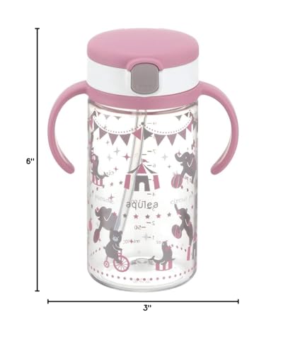 Richell Aqulea outing straw mug 320ml pink fit for kids' small hands