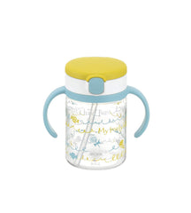 Richell Aqulea outing straw mug yellow with transparent Tritan body for easy content visibility