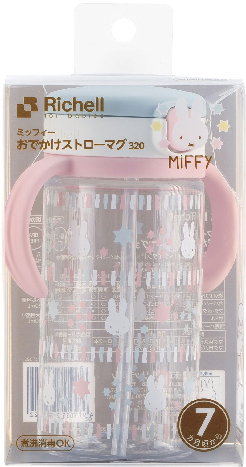 Richell Outing Straw Mug Miffy in stainless steel for durable daily use.