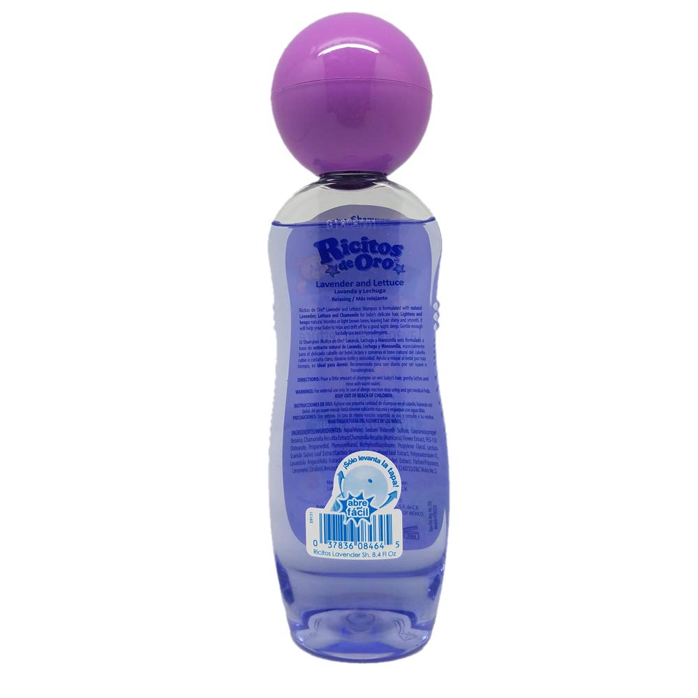 Ricitos de Oro Lavender Baby Shampoo foam highlights soft lather for bedtime washing