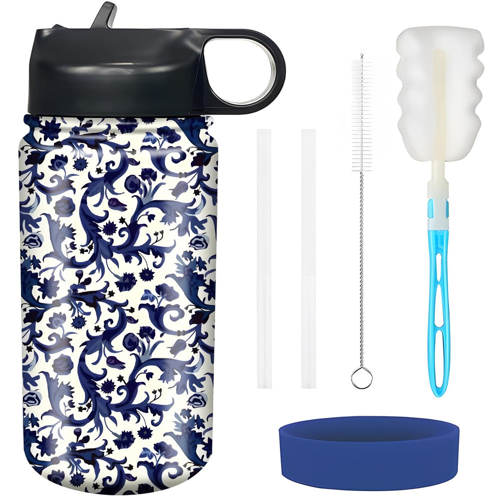 Rickyh Style Kids Water Bottle with straw lid, 14oz, ideal for school days