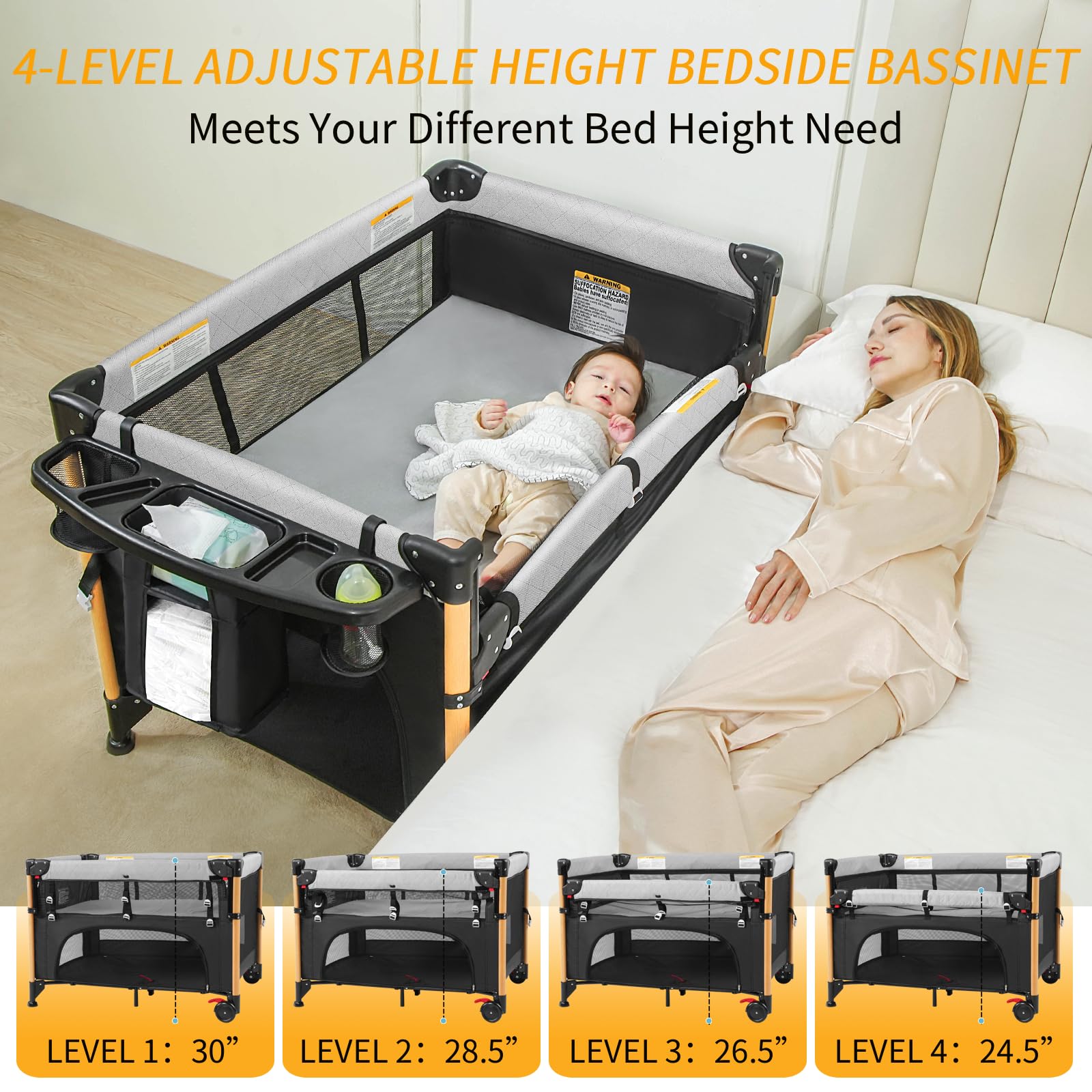 RICUTON adjustable height levels matching bed heights for nighttime comfort