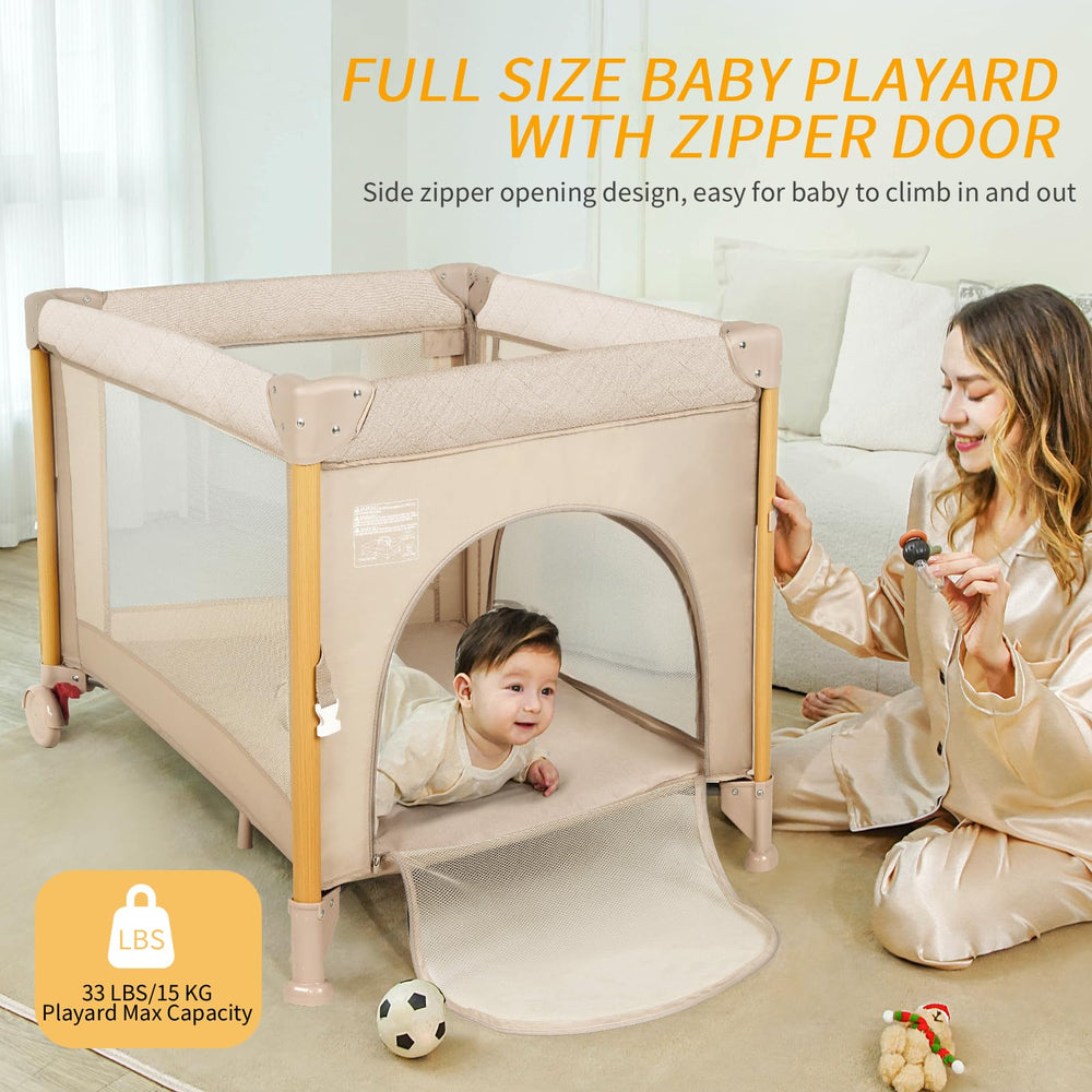 RICUTON secure dual-brake wheels stabilize the playpen