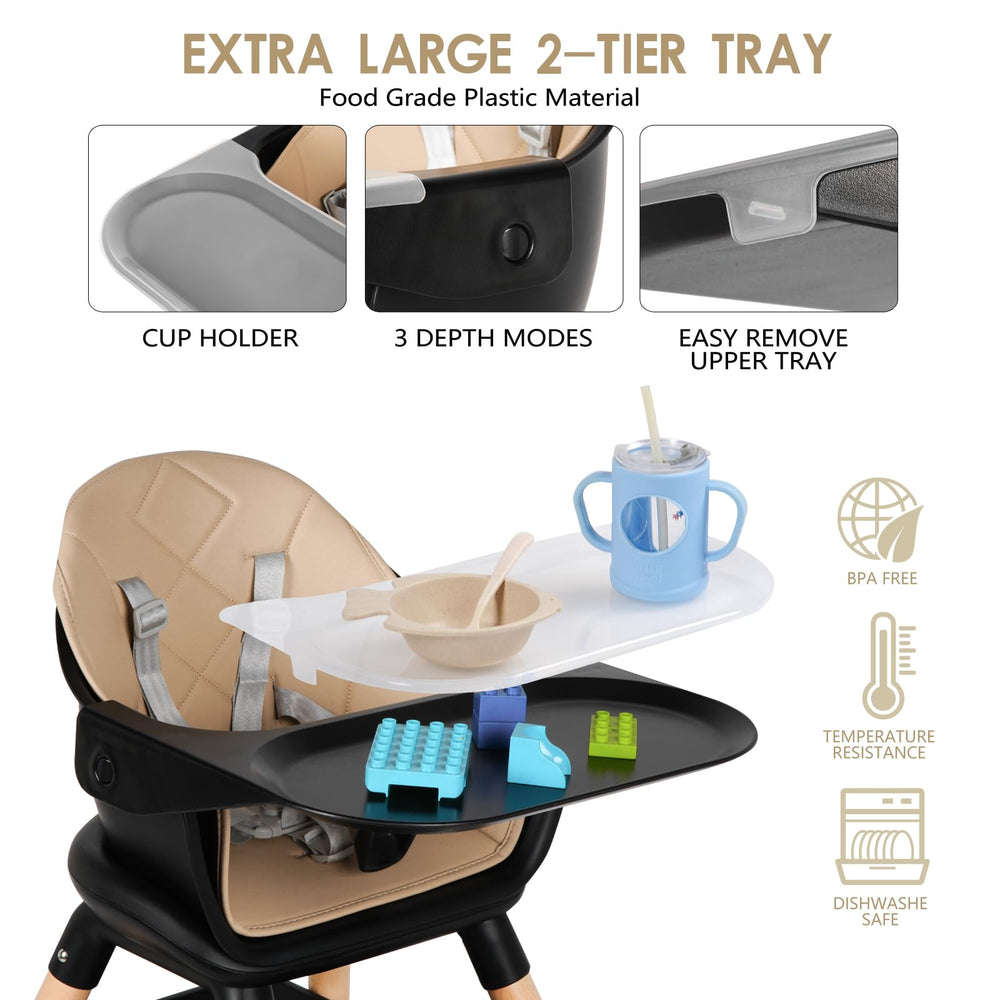 RICUTON wooden high chair with beech legs close-up highlights a durable frame.