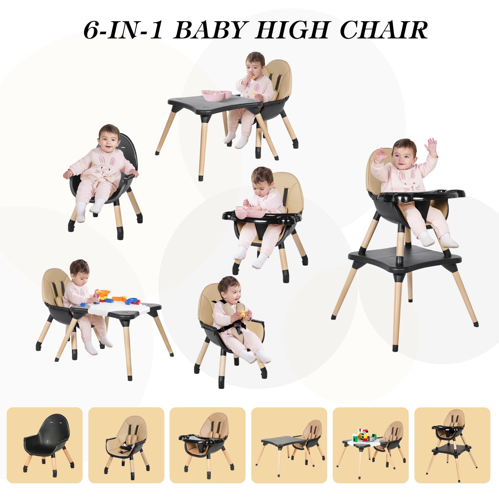 Ricuton wooden high chair with beech wood for durability and warmth
