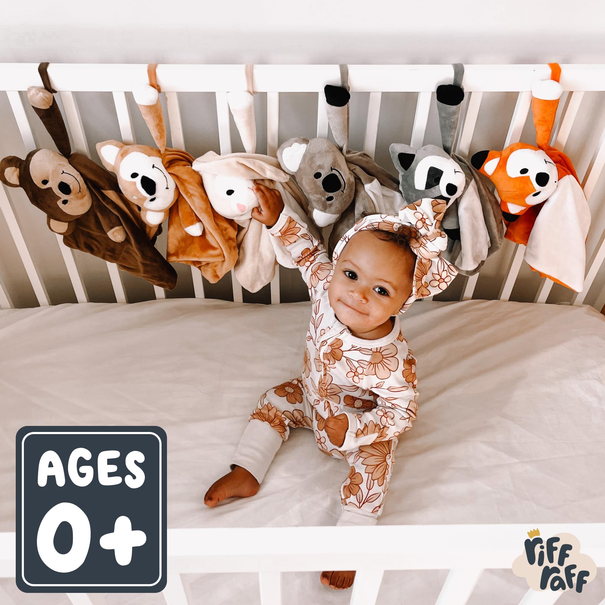Riff Raff sleep soother features a secure strap and pacifier holder