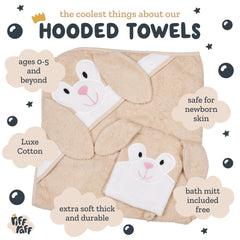 Riff Raff Charming Koala hooded towel keeps baby warm and cozy.