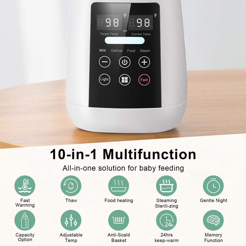 Rimaxao Bottle Warmer LED display shows real-time temperature for easy monitoring.