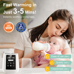 Rimaxao Bottle Warmer steam sterilizer cleans bottles quickly for convenient sanitization.