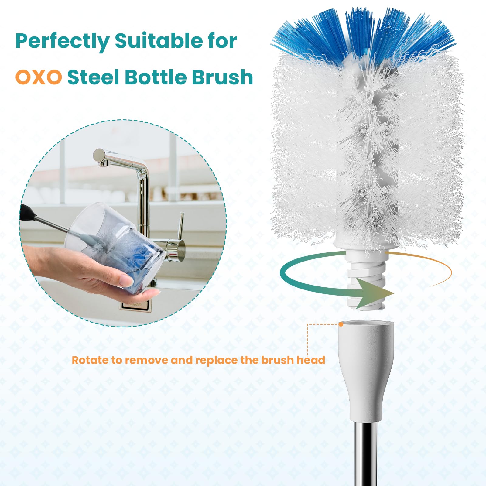 RIMAY refill with nylon bristles provides durable scrubbing power